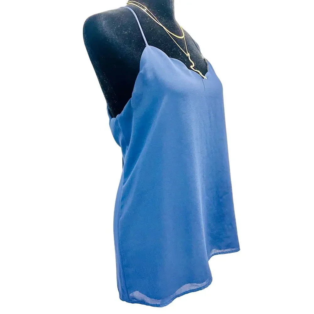 J. Crew Blue Scalloped Trim Racerback Camisole Tank Top Medium